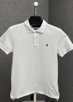 Белая футболка поло от бренда polo ralph lauren