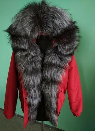 Жіноча куртка бомбер з  натуральним хутром чорнобурки з 44 по 582 фото