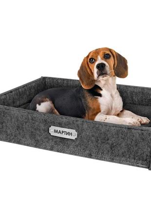 Лежак для собак bronzedog прямокутний сірий1 фото