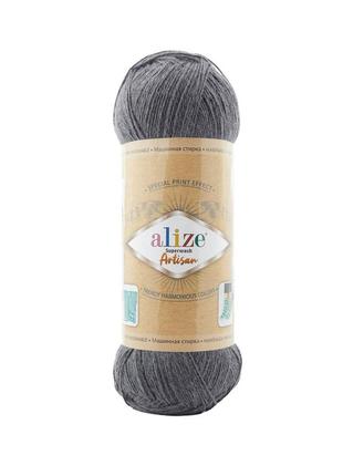 Шкарпеткова пряжа alize artisan superwash, нікель 871