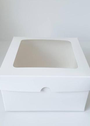 Коробка с окном «белая» для бенто-тортов, кексов, 160*160*901 фото