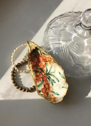 Handmade богемные пиалы-устрицы для хранения украшений, мелочей, облепиха2 фото