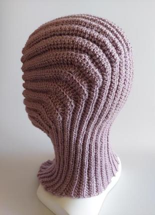 Розовая лыжная шапка-маска вязаная крючком, женская спортивная шапка, теплый зимний капор-балаклава6 фото