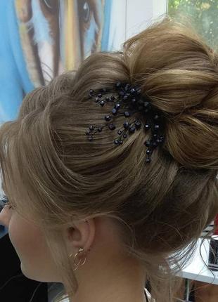 Черная шпилька для волос, украшение на выпускной, украшения для выпускницы3 фото