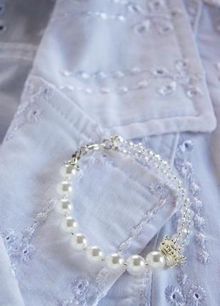 Комплект свадебных украшений из перламутрового жемчуга и серебра. украшения для невесты.