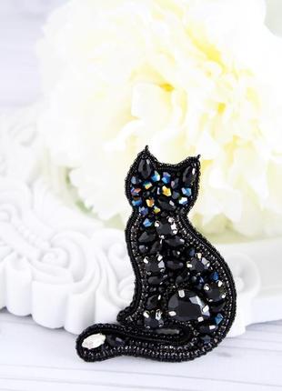 Брошка "чорна кішка". подарунок-сувенір на день народження. подарунок онуку. подарунок доньці.4 фото