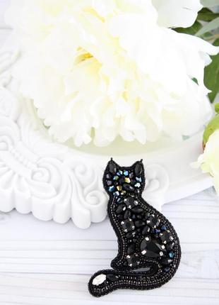 Брошка "чорна кішка". подарунок-сувенір на день народження. подарунок онуку. подарунок доньці.2 фото