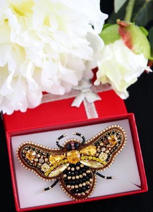 Брошь королевская пчела, брошь насекомое, подарок внучке, подарок дочке, подарок на день рождения1 фото
