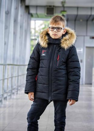 Зимова куртка на хлопчика, чорного кольору