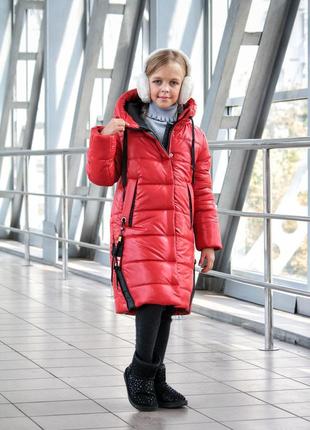 Зимовий подовжене пальто - пуховик на дівчинку підлітка5 фото