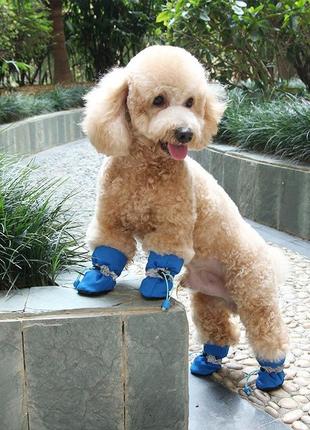 Набор обуви для собак на флисе 11195 s синий1 фото