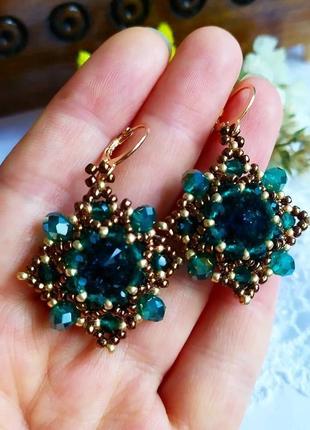 Серьги подвески изумрудные2 фото