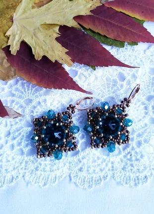 Серьги подвески изумрудные3 фото