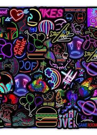 Наклейки стикери неонові 50 шт. на телефон, ноутбук, на стіну