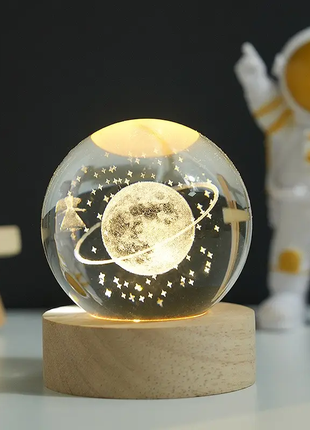 Декоративный 3d ночник от power bank/ usb хрустальный шар сатурн