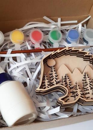 3d раскраска из дерева для творчества "ежик", серия аляска, для детей и взрослых