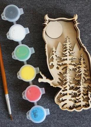 3d розмальовка з дерева "сова", серія аляска, для дітей і дорослих1 фото