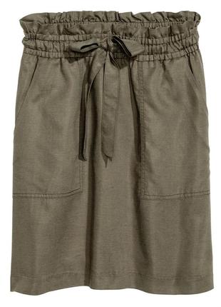 Льняная юбка/спортивная юбка/юбка хаки/юбка h&m