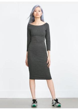 Серое миди платье zara