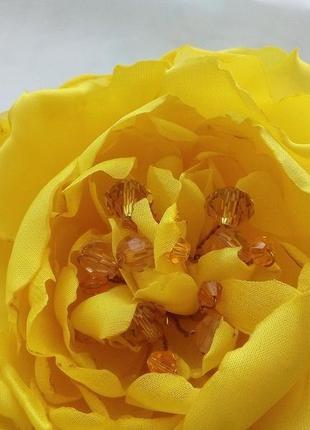 Брошь-цветок желтый пион.4 фото