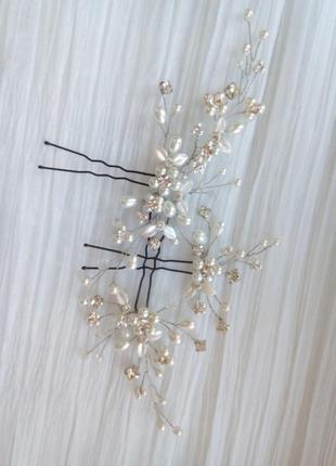 Комплект весільних шпильок для волосся.5 фото