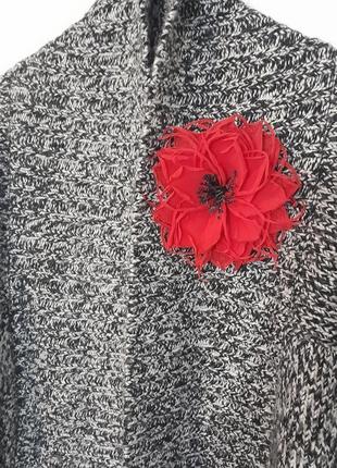 Чокер с цветком. красная брошь-цветок на одежду.7 фото