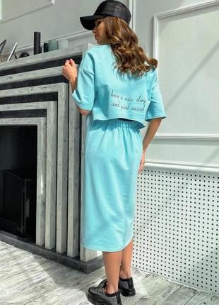Женское необычное платье ниже колена, с принтом, короткими рукавами. свободное. голубое s-m6 фото