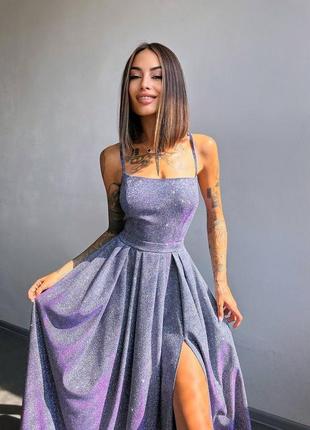 Премиальное вечернее платье макси с разрезом на ножке и шнуровкой на спине xs s m l...