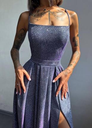 Премиальное вечернее платье макси с разрезом на ножке и шнуровкой на спине xs s m l...