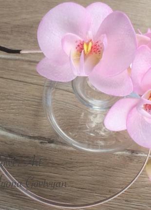 Обідок для волосся «рожеві орхідеї»2 фото