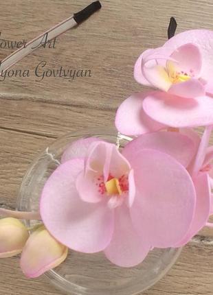 Обідок для волосся «рожеві орхідеї»10 фото