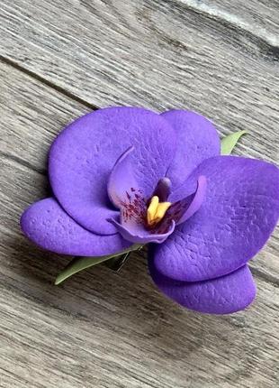 Заколка зажим «яркая орхидея»3 фото