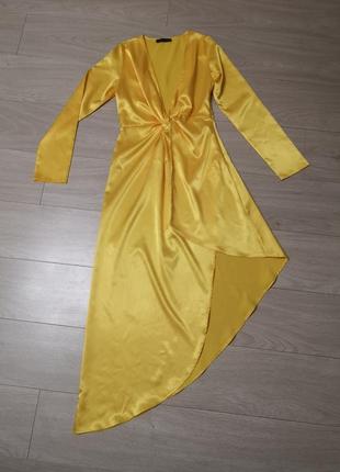 Яркое платье, нарядное платье, праздничное платье, шёлковое платье, платье с разрезом zara massimo2 фото