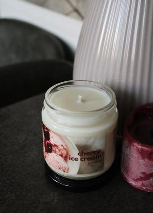 Соєва ароматична свічка "cherry ice-cream" 🍒🍦4 фото