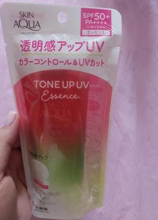 Rohto skin aqua tone up uv essence happiness aura spf50+ pa++++ солнцезащитный крем для лица