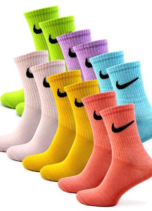Женские высокие носки nike classic color 36-40 цветные высокие носочки летние найк демисезонные