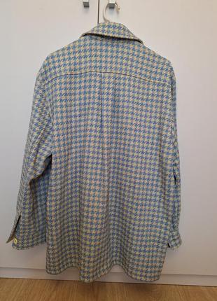 Голубая твидовая рубашка в гусиную лапку reserved, размер s-m.3 фото