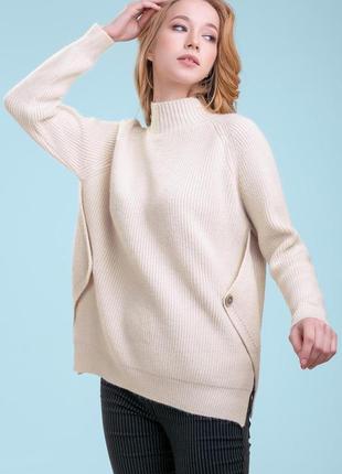 Женский свитер с необычным дизайном, универсальный размер. оверсайз. бежевый s-xl3 фото