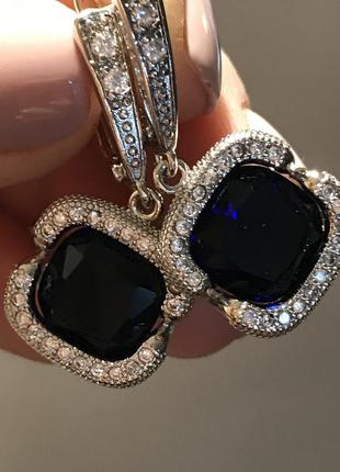 Сережки срібло з красивими лабораторними танзанитами