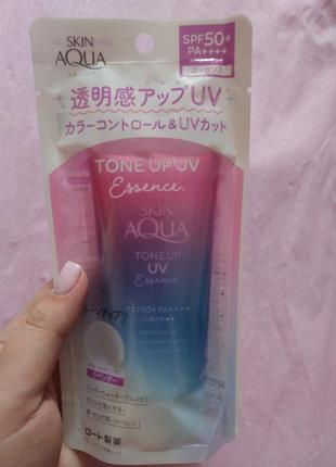 Rohto сонцезахисний крем з функцією корекції кольору шкіри skin aqua tone up uv essence spf 50+ pa++++ (80 г)