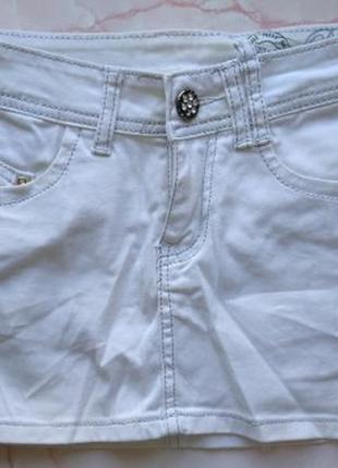 Спідниця джинс білий зі стразами 35 р-р2 фото