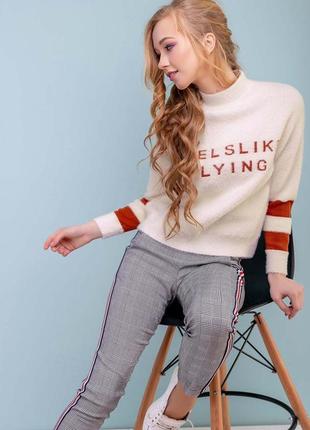 Женский свитер, свободный, универслаьный размер. пушистый. однотонный. белый s-xl4 фото