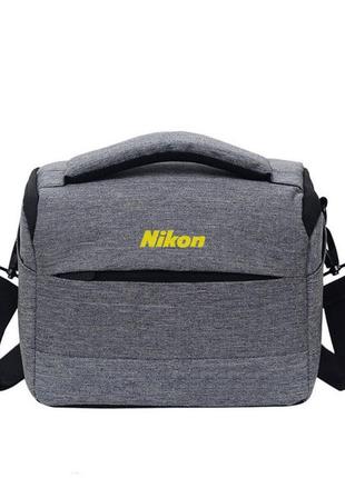 Сумка для фотоапарата nikon d никон протиударна сірий з чорним ( код: ibf063sb )