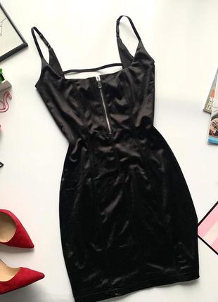 👗короткое чёрное платье сатин/сатиновое платье на молнии/платье мини открытая спина👗