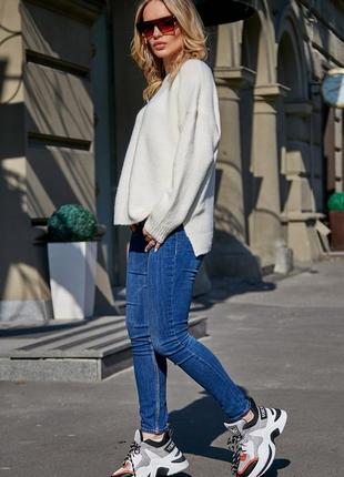 Жіночий джемпер, светр, вільний, універсальний розмір. однотонний. білий s-xxl5 фото