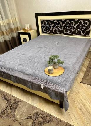 Покривало махрове літнє koloco сіре 220*240см