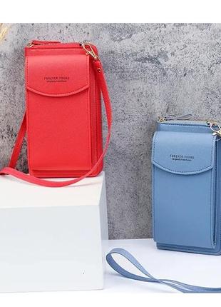 Маленькая женская сумка-кошелёк forever с плечевым ремешком red7 фото