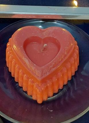 Подарок на день святого валентина набор для изготовления свечи силиконовая форма сердце 8*8*4 см4 фото