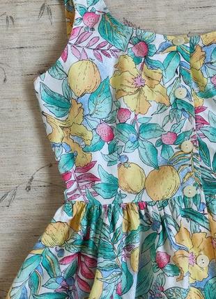 Вінтажна бавовняна сукня в квіти ягоди , плаття на гудзиках в принт10 фото