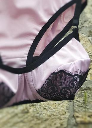 Комплект нижнего женского белья миндаль, сетка, шелк армани, кружево2 фото